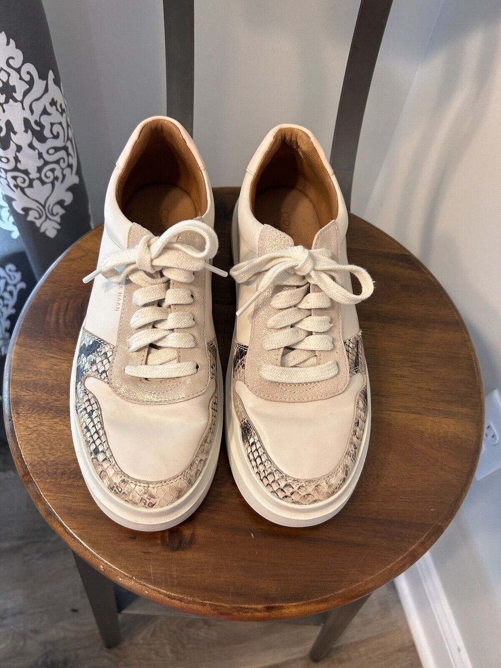 Cole Haan Womens Grandpro Rally Court Leather Snake Print Shoes Pink Size 9.5 B